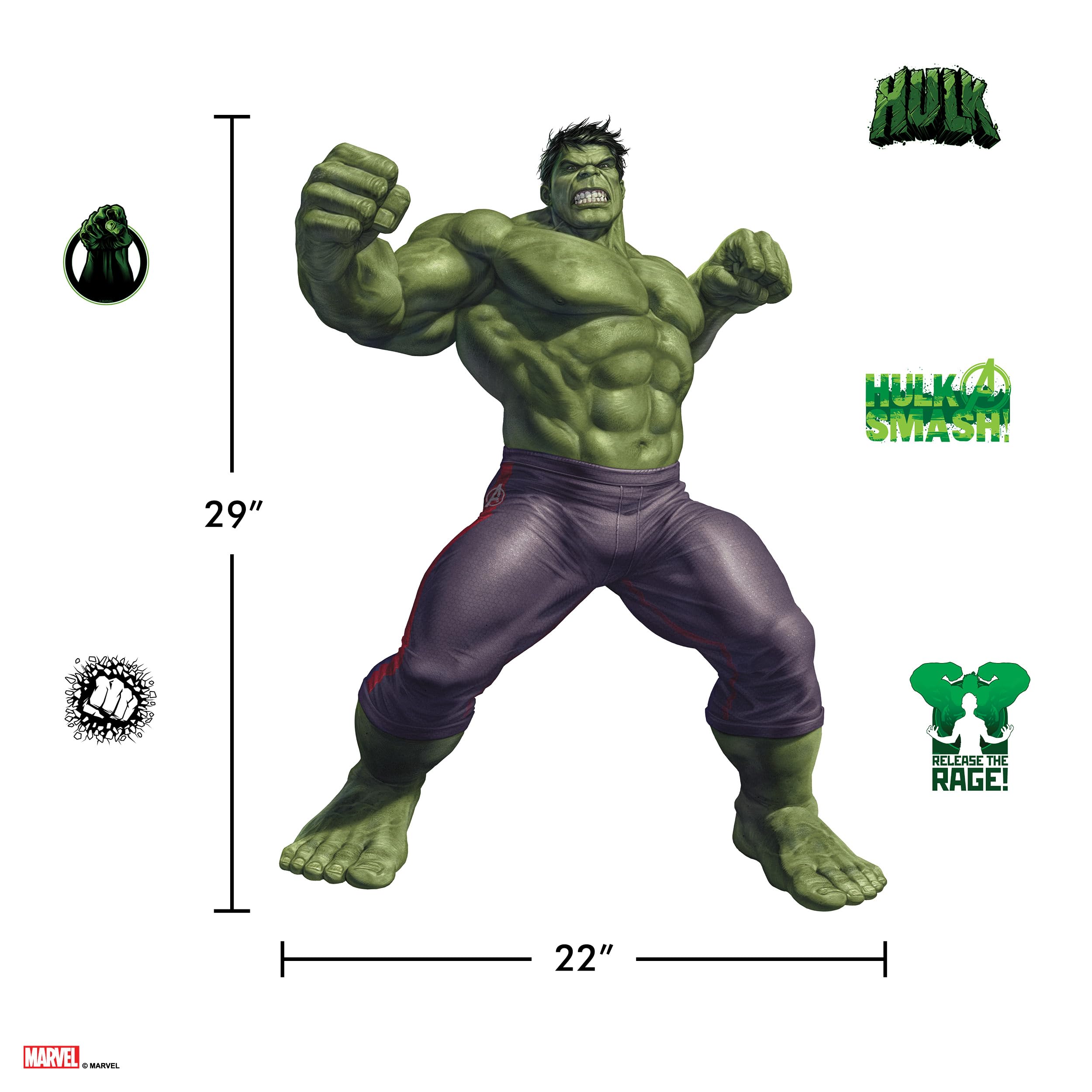Wall Palz Marvel Hulk small decal 5 complements the main scene.
