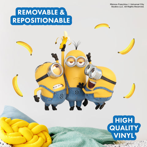 Wall Palz Minions banana stickers accent walls and furniture.