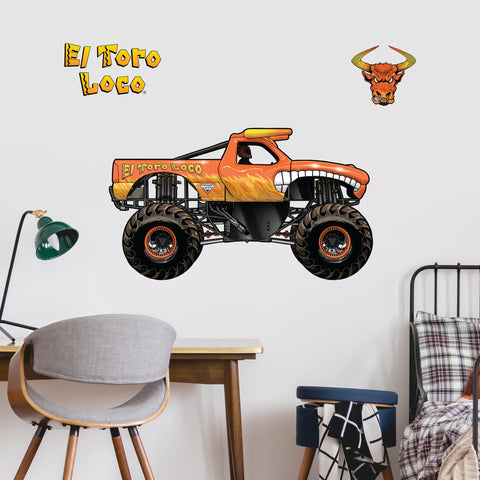 WALL PALZ Monster Jam El Toro Loco wall decal for bold bedroom decor with easy peel-and-stick.