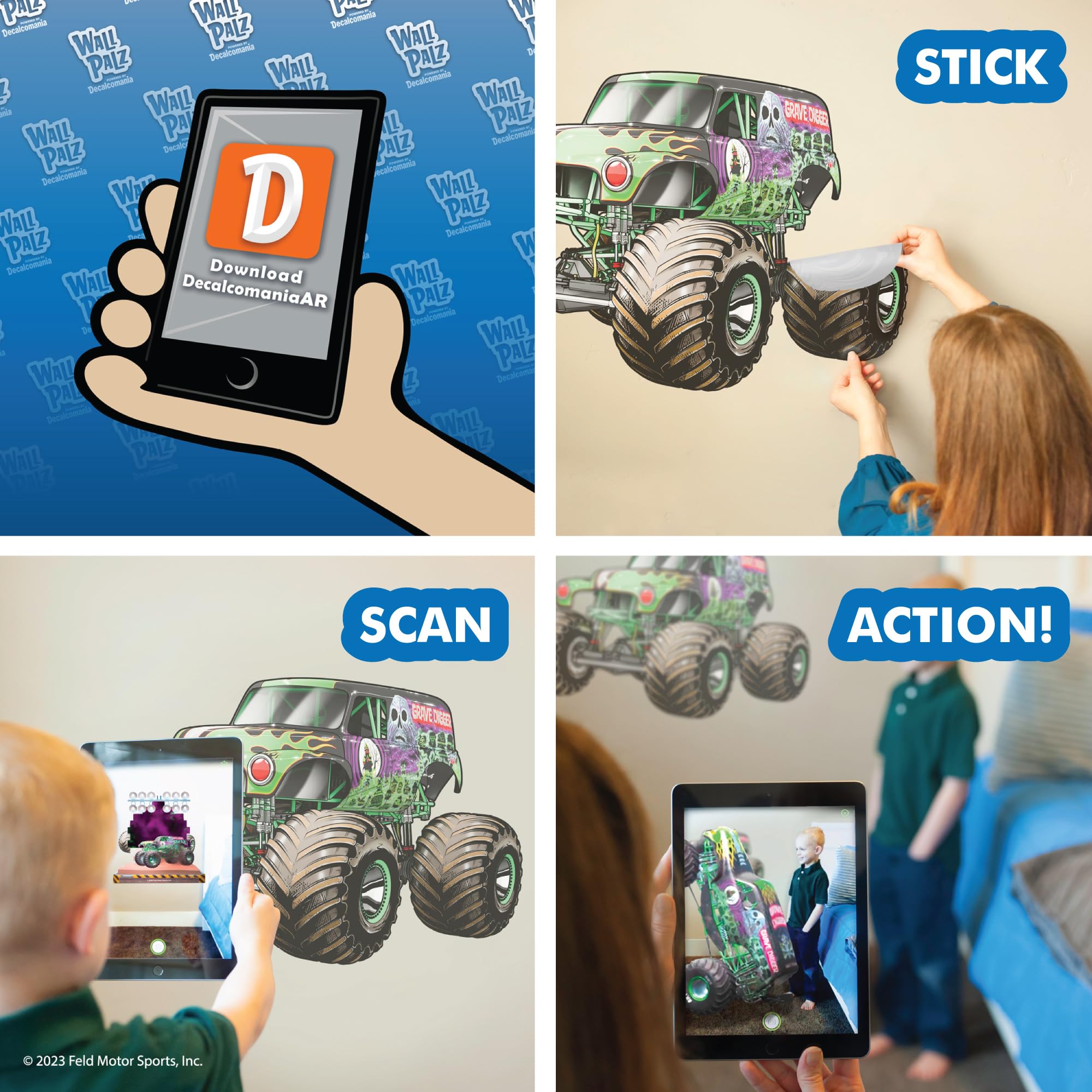 Wall Palz Monster Jam decal enables easy peel-and-stick setup.