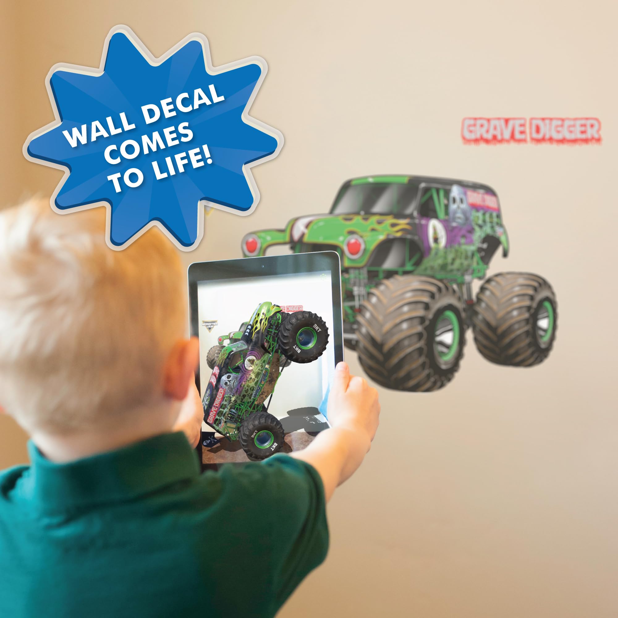 Wall Palz Grave Digger wall art fits well in a room setup.