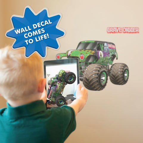 Wall Palz Grave Digger wall art fits well in a room setup.