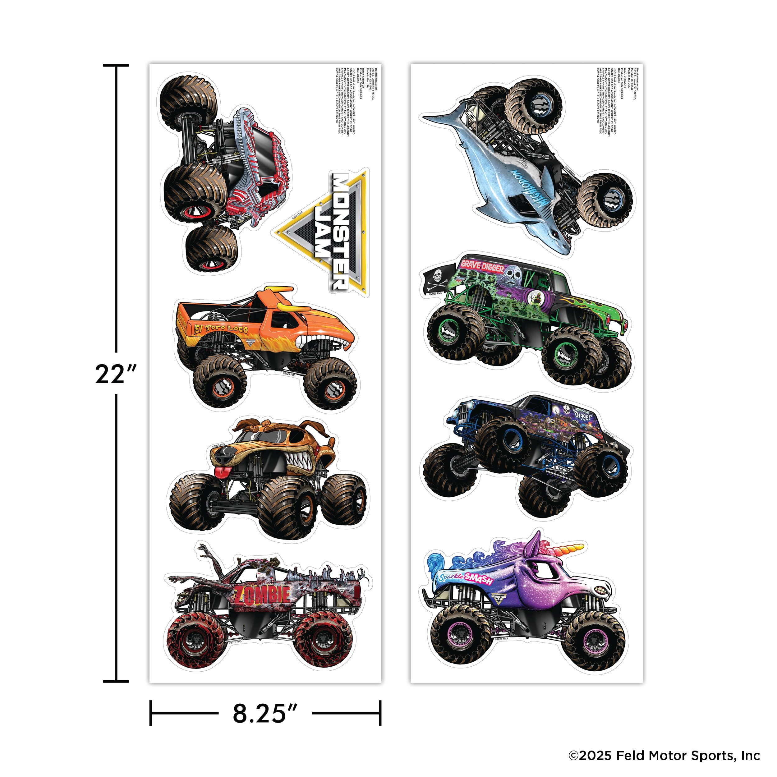 WALL PALZ Zombie decal adds bold Monster Jam graphics to walls.
