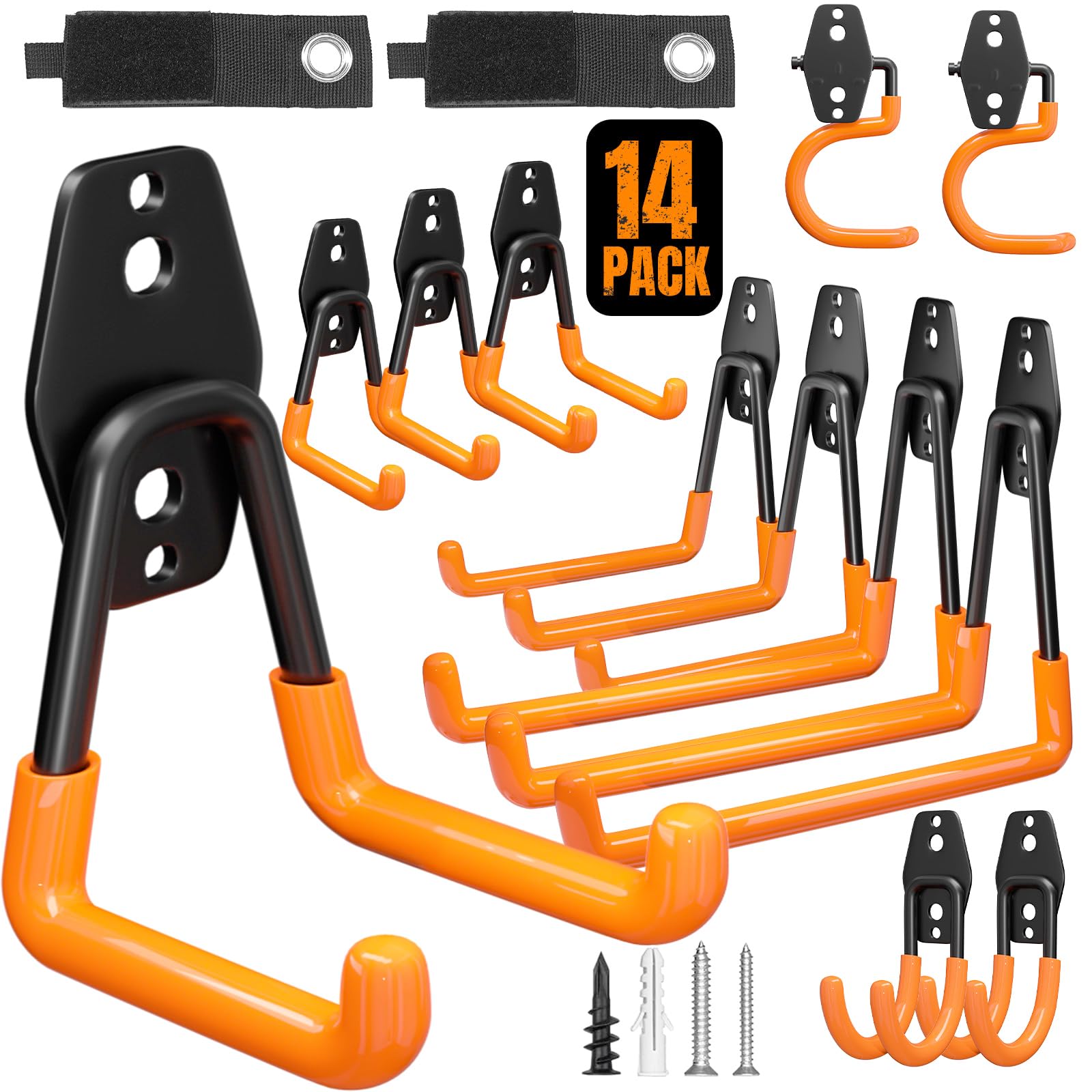 Wallavant garage hooks for heavy-duty storage; keeps tools within reach and tidy.
