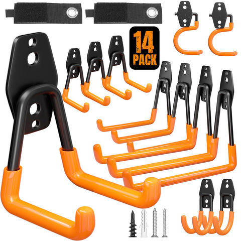 Wallavant garage hooks for heavy-duty storage; keeps tools within reach and tidy.