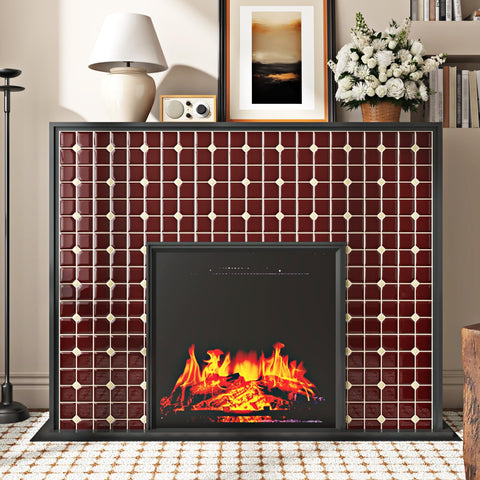 Wallderful Vintage Red Backsplash on kitchen setup highlights easy, tool-free installation.