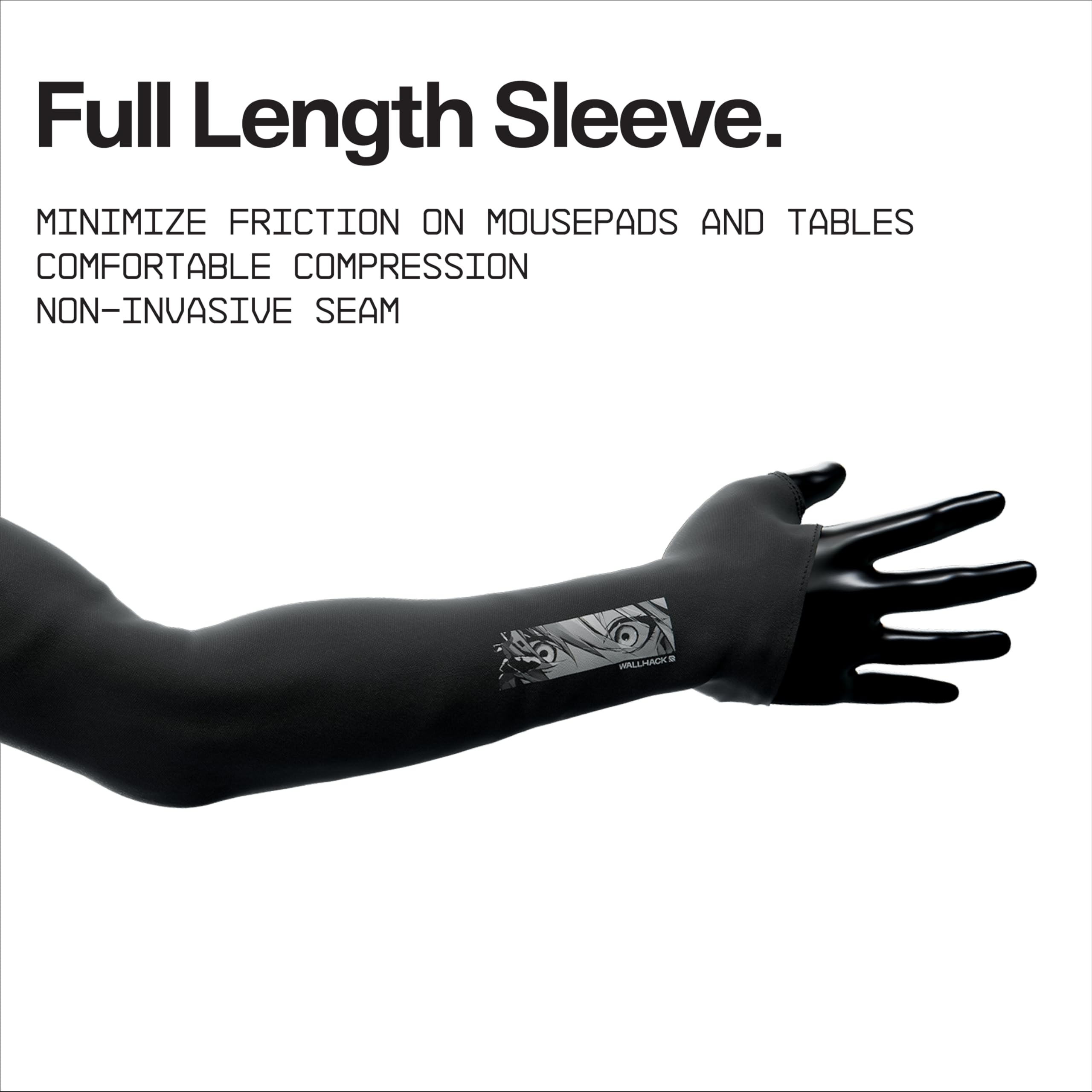 Wallhack arm sleeve close-up reveals breathable fabric texture