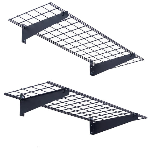 Wallmaster two-pack 45x15 wall shelves mounted for garage organization