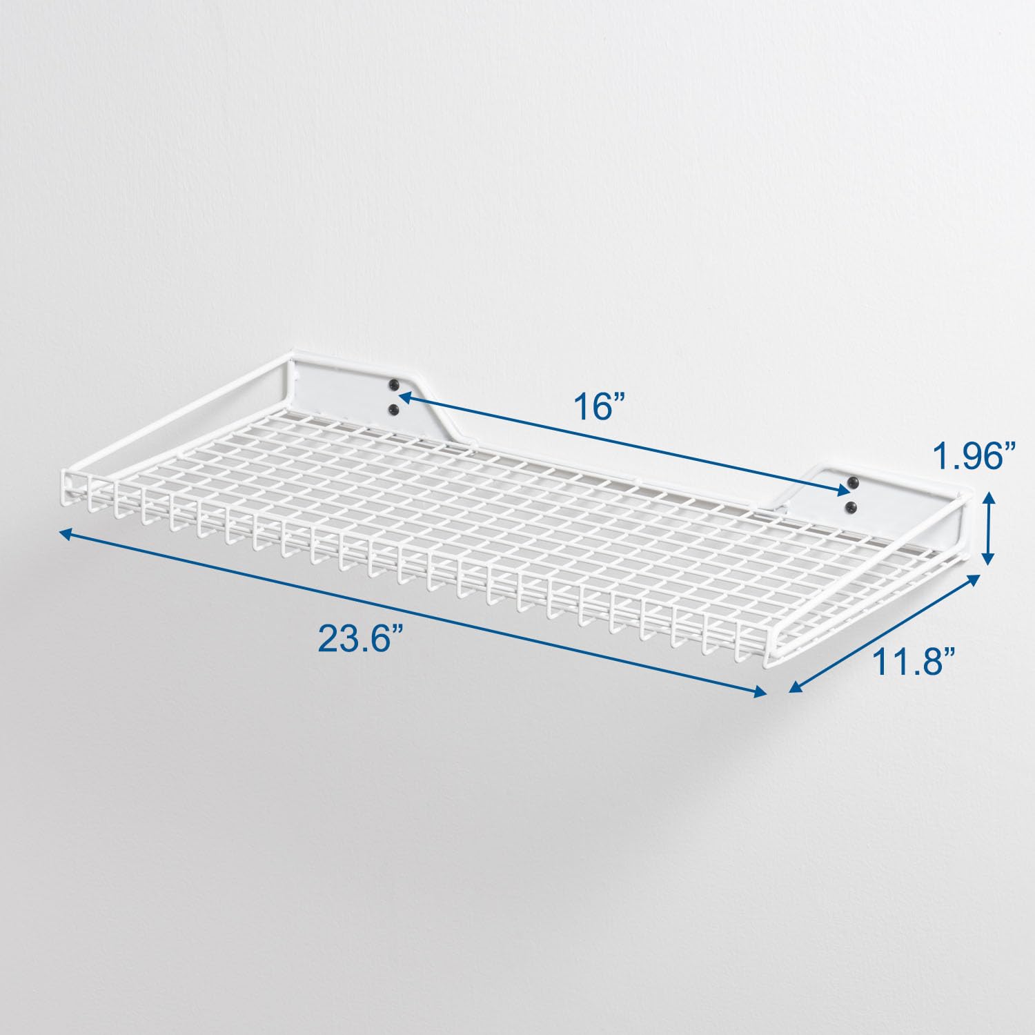 Wallmaster durable metal shelving finished to resist rust and scratches