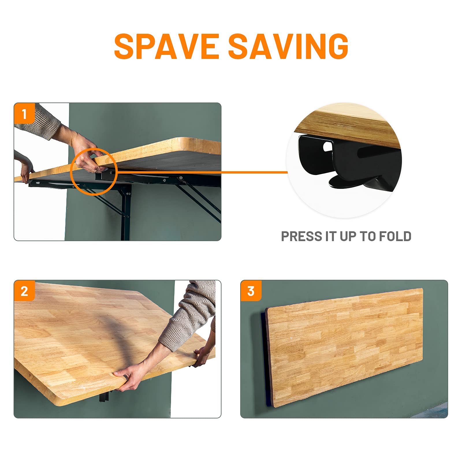 Wallmaster epoxy-finish steel folding bracket demonstrating rust-resistance and durability.