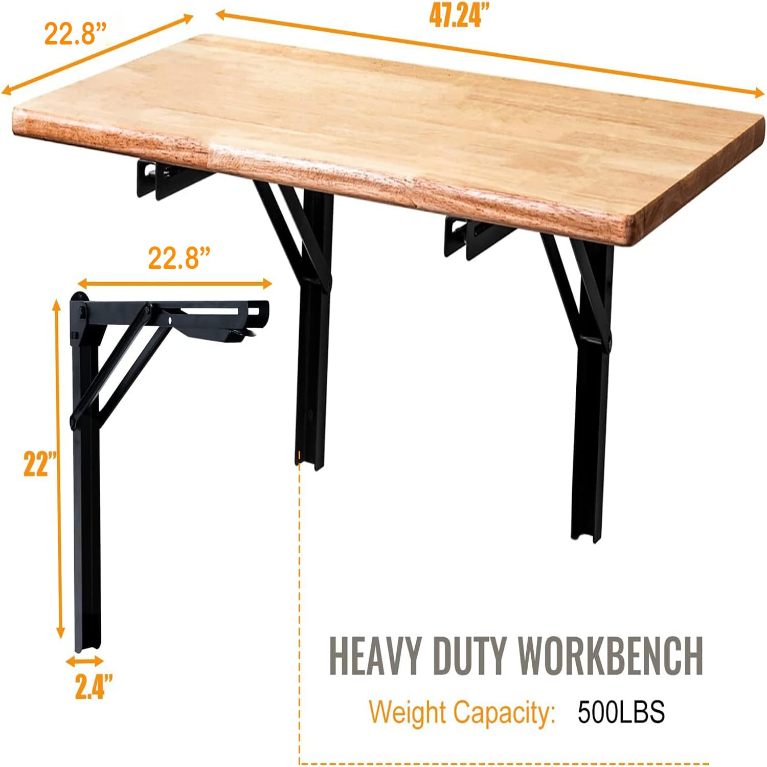 Wallmaster fold-down-workbench in action ready for projects with sturdy support