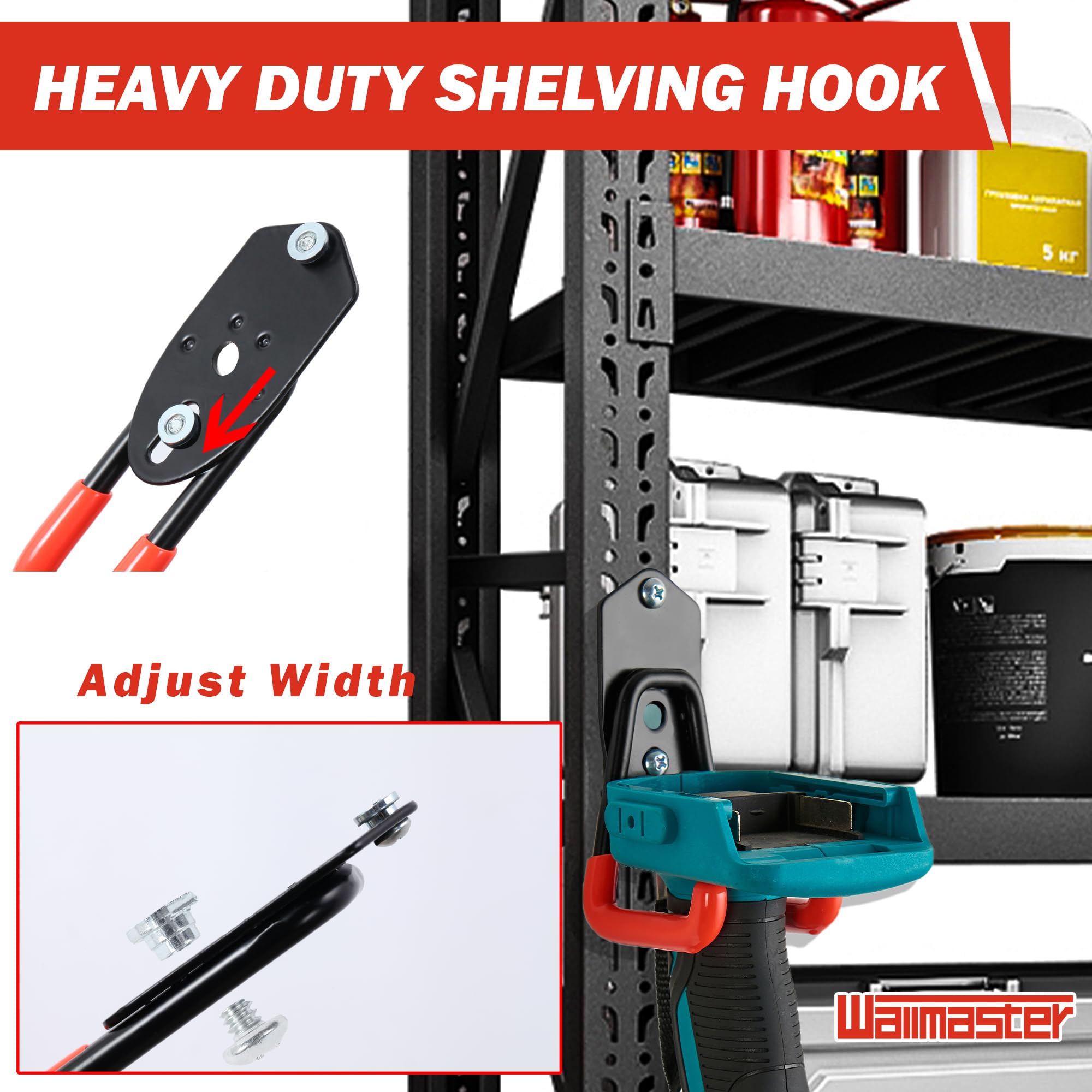 Wallmaster heavy-duty steel hooks protect surfaces and hold heavy gear