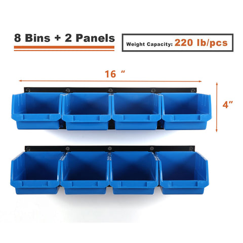 Wallmaster removable bins allow quick sorting of screws, nuts, and small parts.