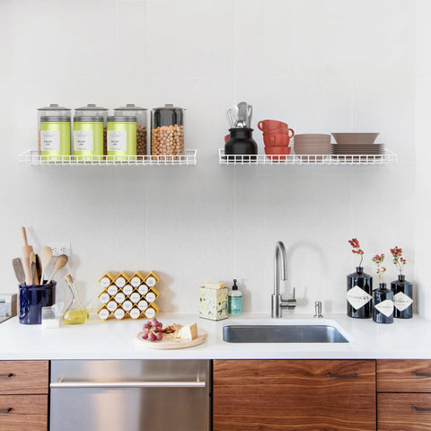 Wallmaster sleek white wire shelving helping reduce clutter in any room