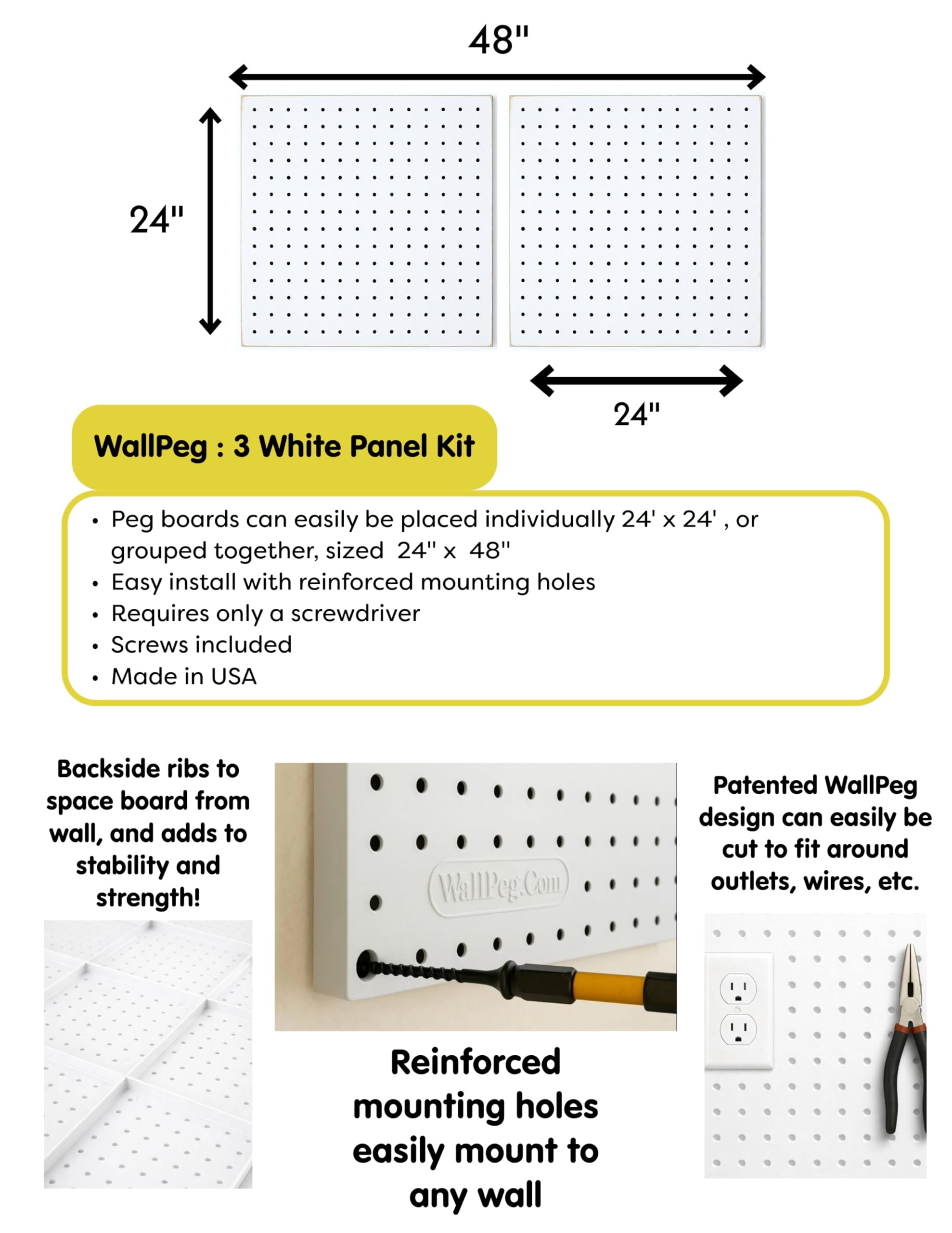 WallPeg pegboard ready to mount straight out of the box