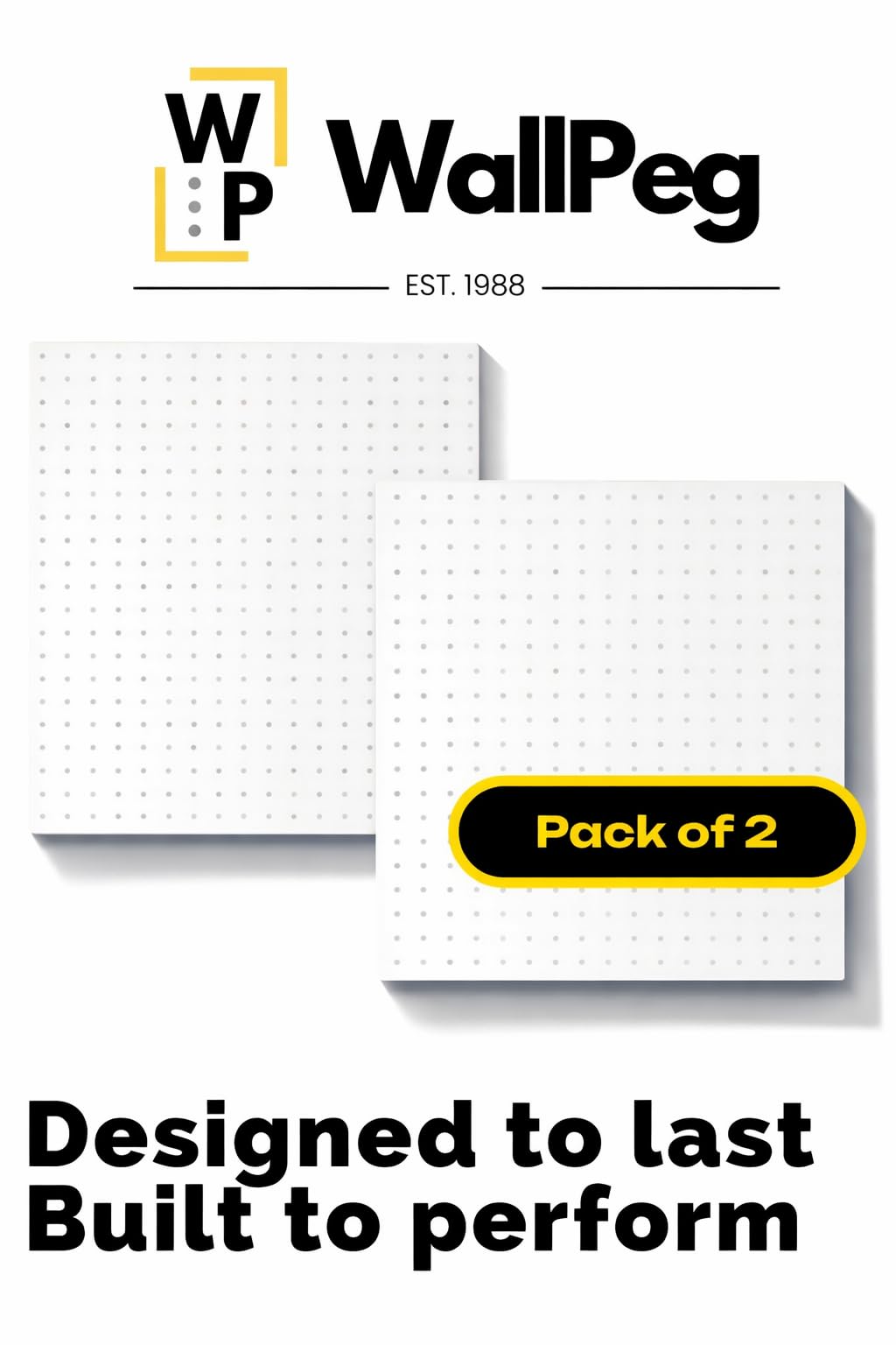WallPeg pegboard covers eight square feet with two 24x24 panels