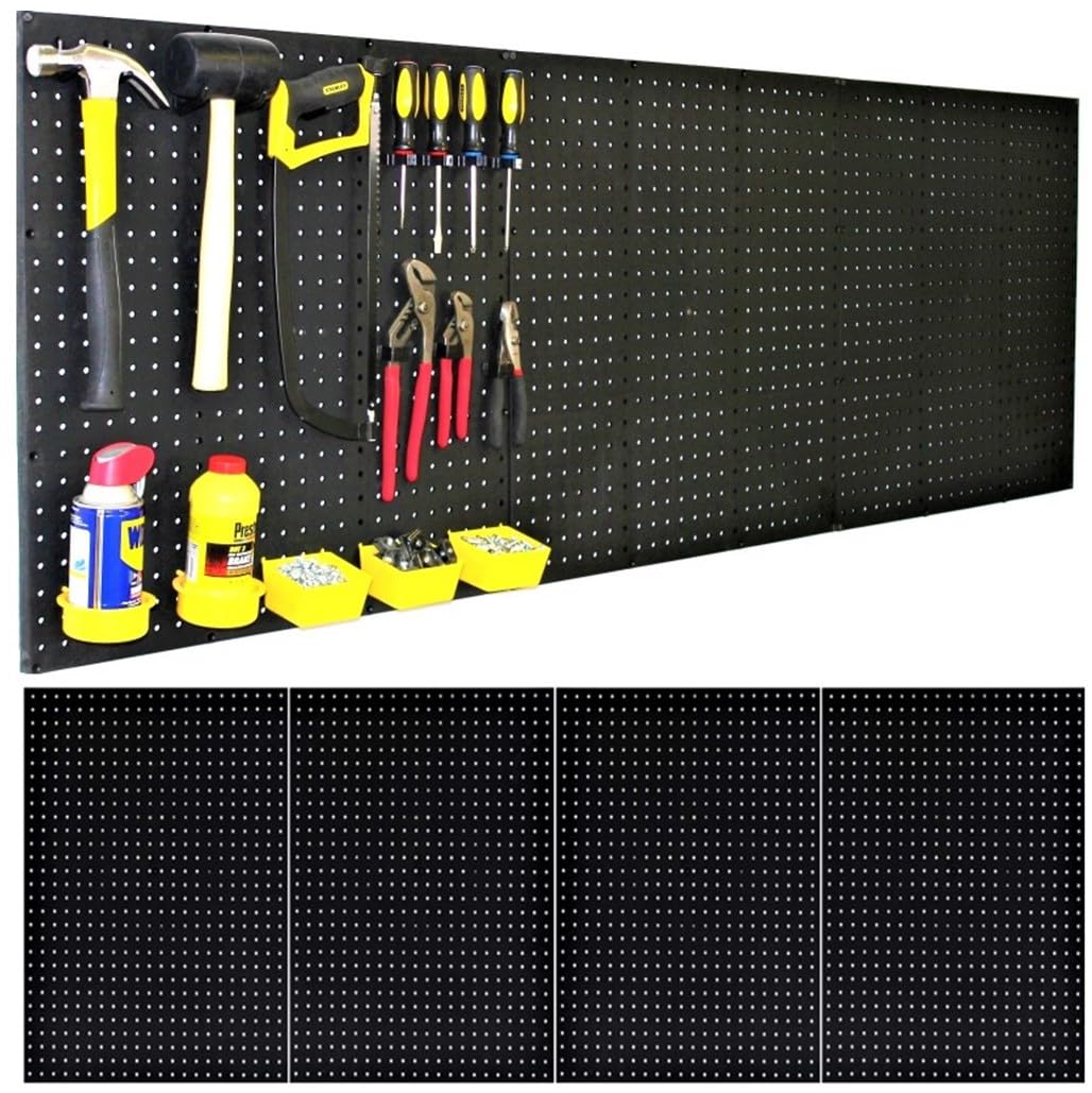 WallPeg pegboard kit with four panels for easy tool organization.