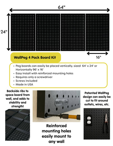 WallPeg panels mounted side by side for a large, organized workspace.