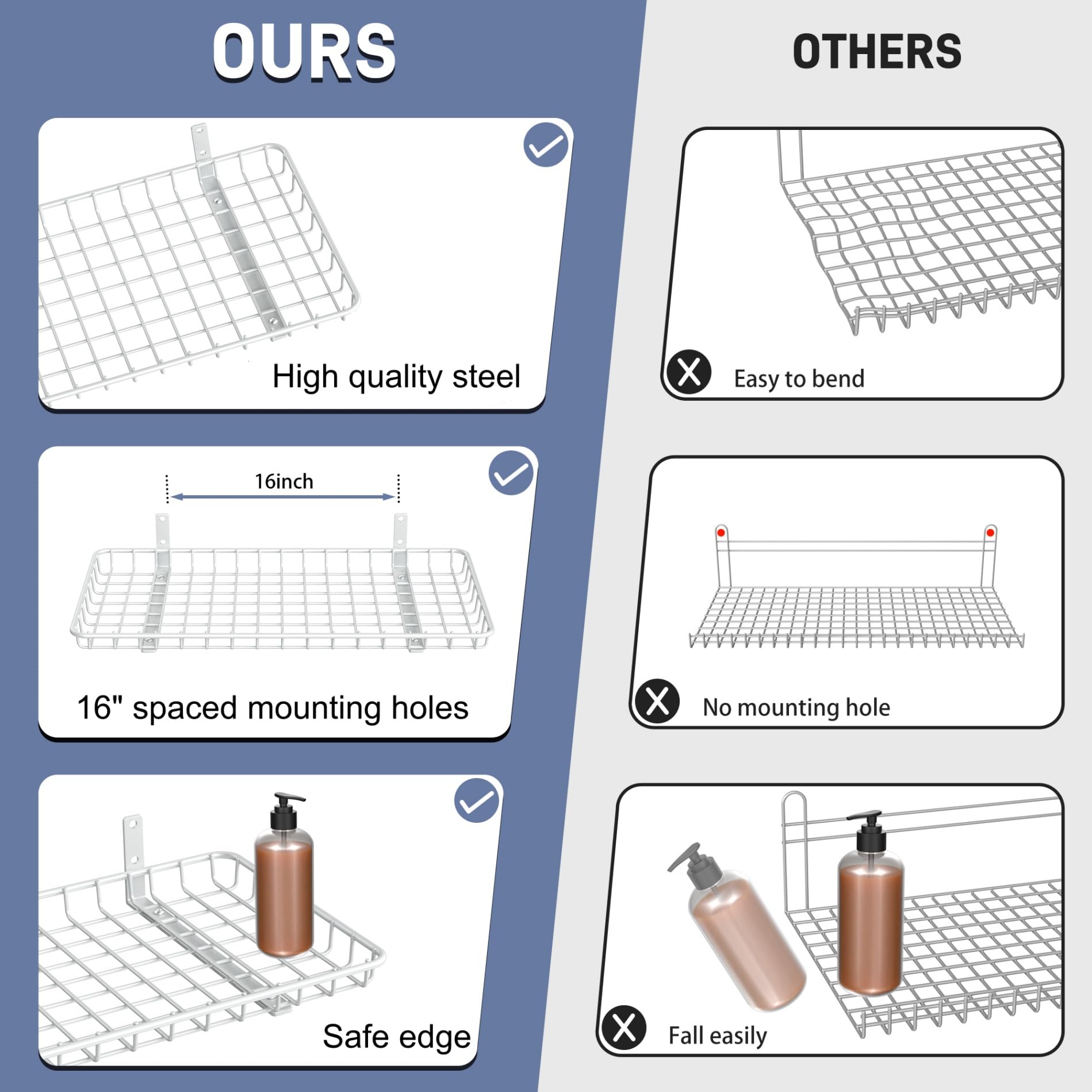 WALMANN 16-inch stud mounting allows secure wall installation into studs
