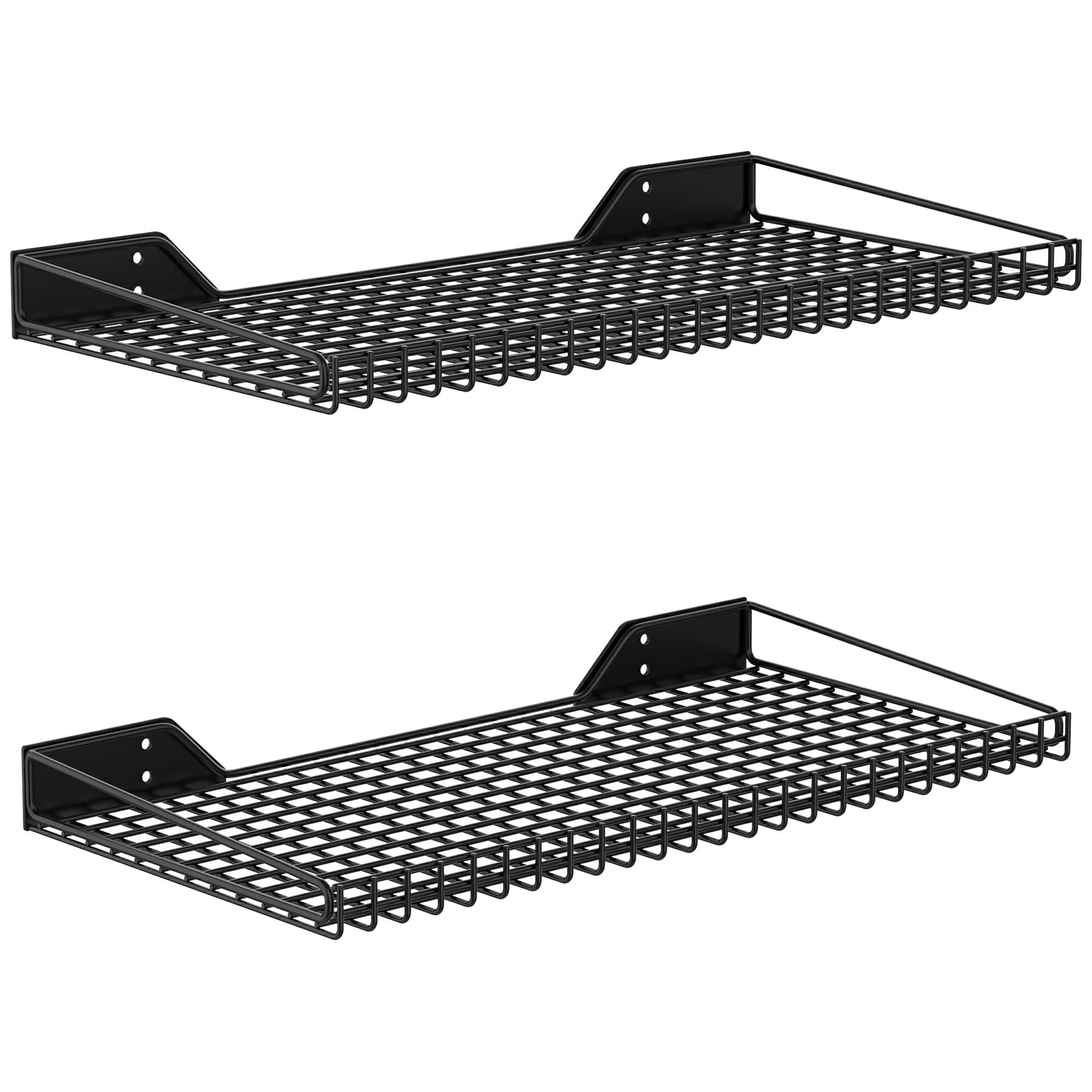 WALMANN 2-pack garage wall shelf front view shows sturdy black finish.