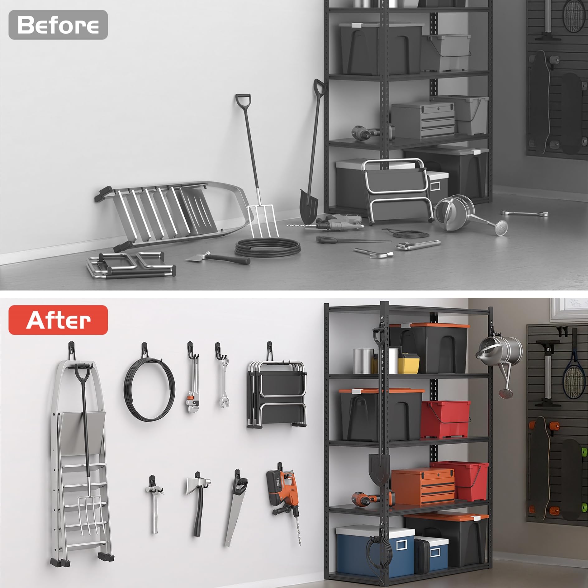 WALMANN easy-install storage hooks with no special tools