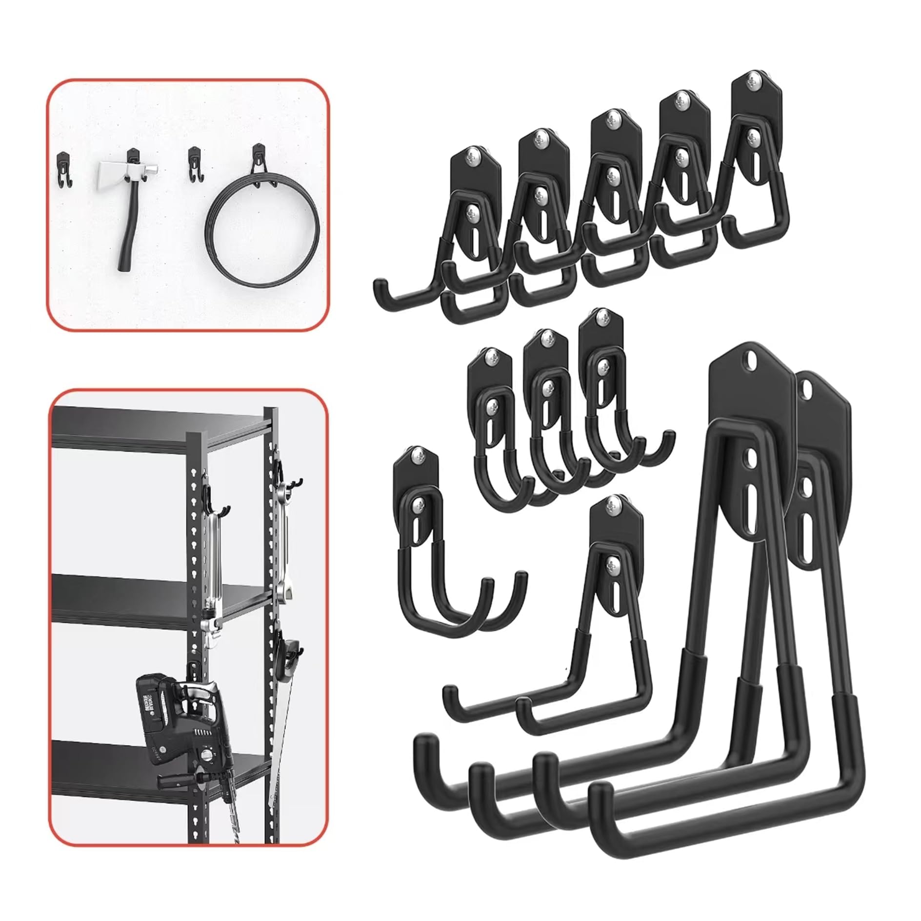WALMANN garage storage hooks on wall-mount for organized tools
