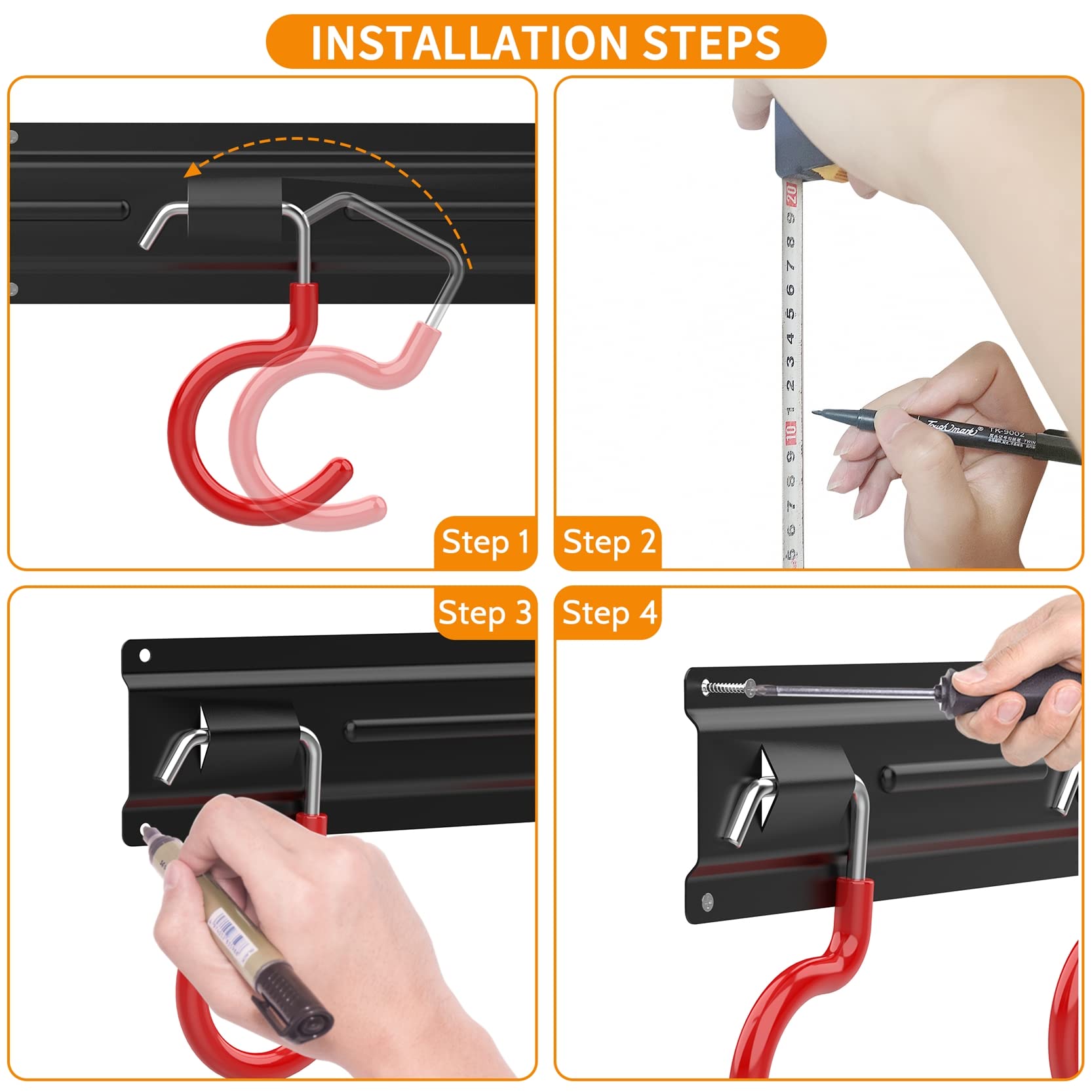 WALMANN quick-install setup illustrating 16-inch stud spacing for secure mounting.
