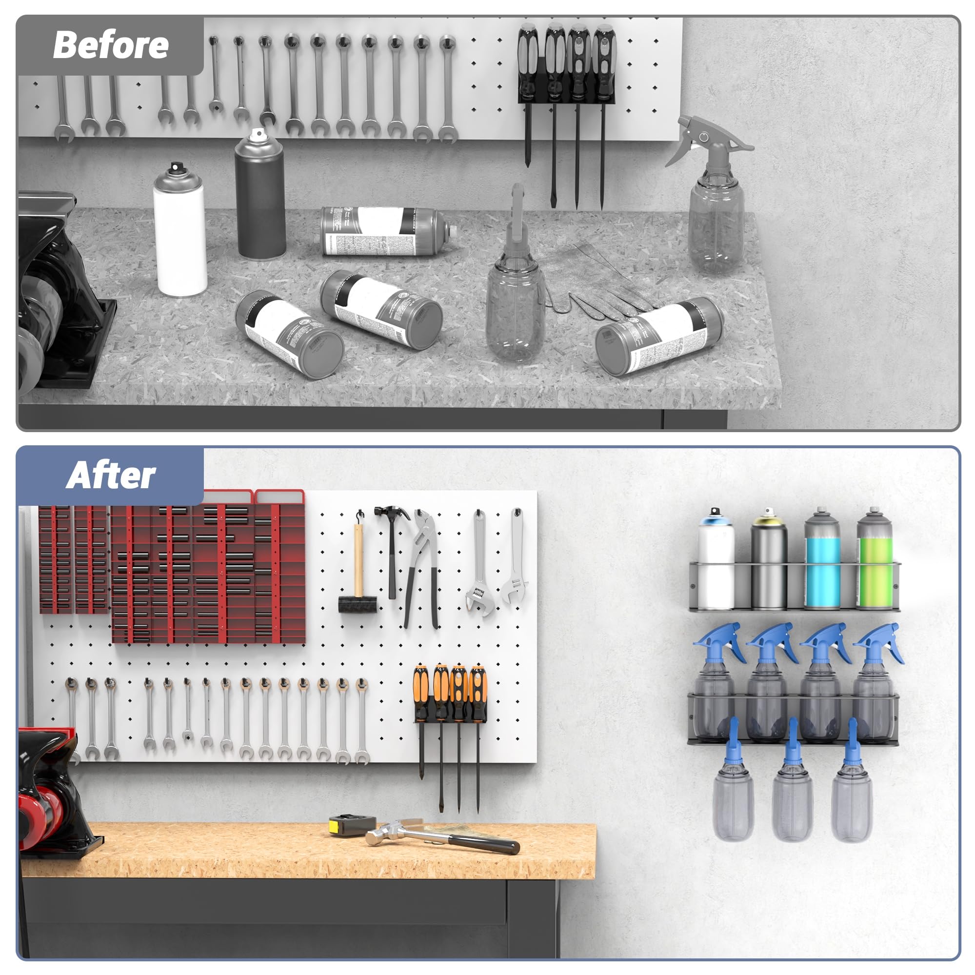 Pack of two WALMANN racks helps organize multiple work zones.