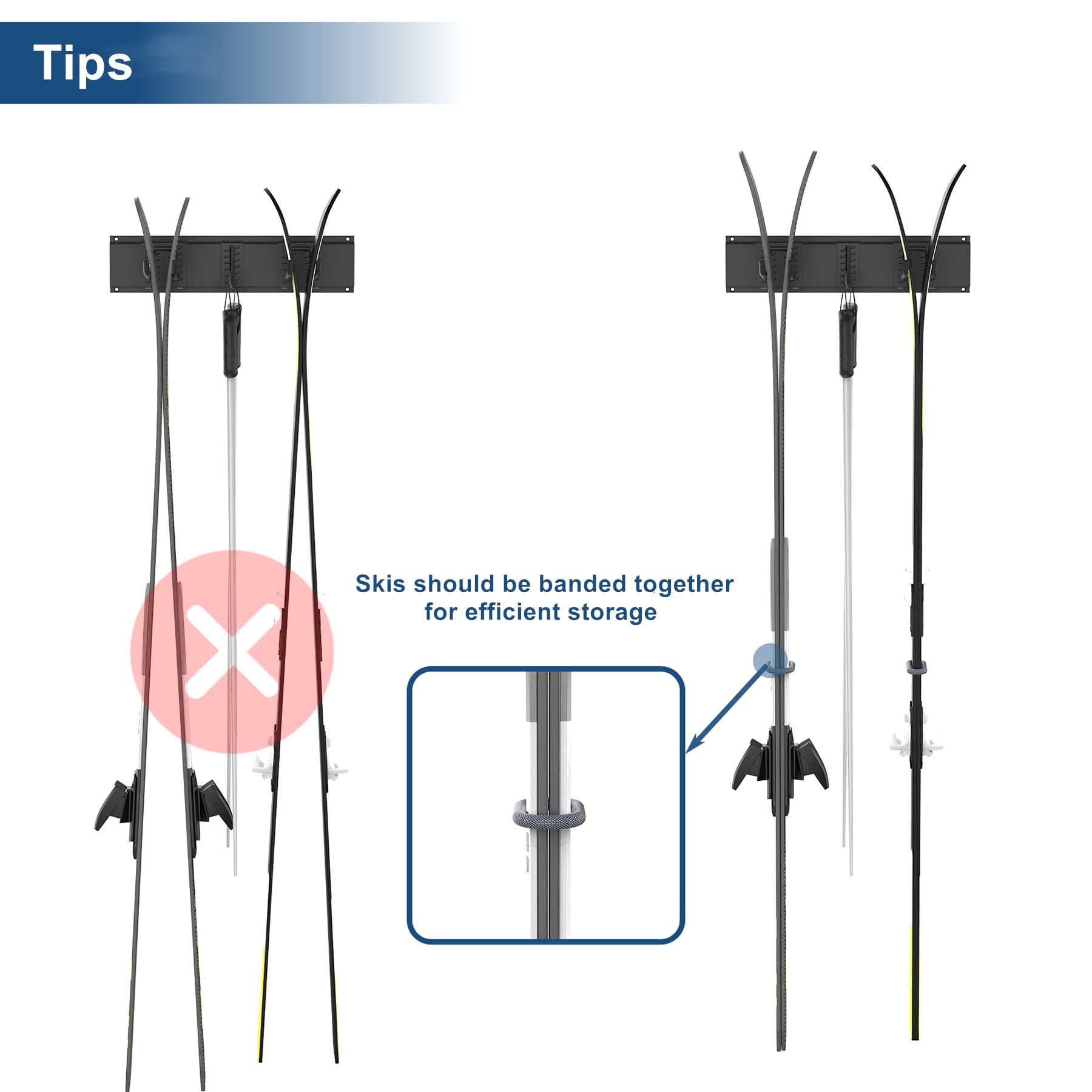Walmann ski hooks close-up showing rubber-coated protection for gear