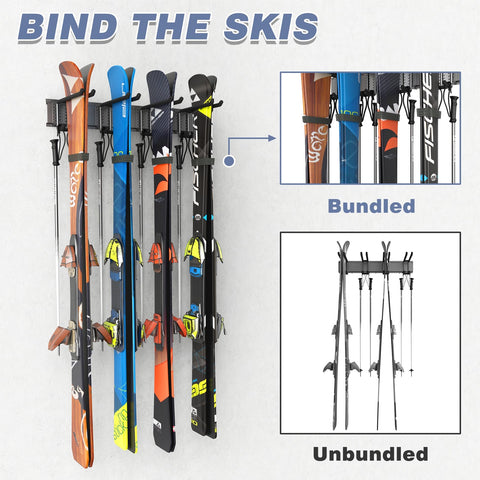 WALMANN Ski Wall Rack 32-inch rail with pre-drilled tracks for simple wall mounting.