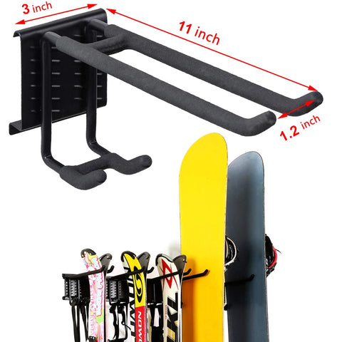 WALMANN Ski Wall Rack holds up to 10 pairs for compact family equipment storage.