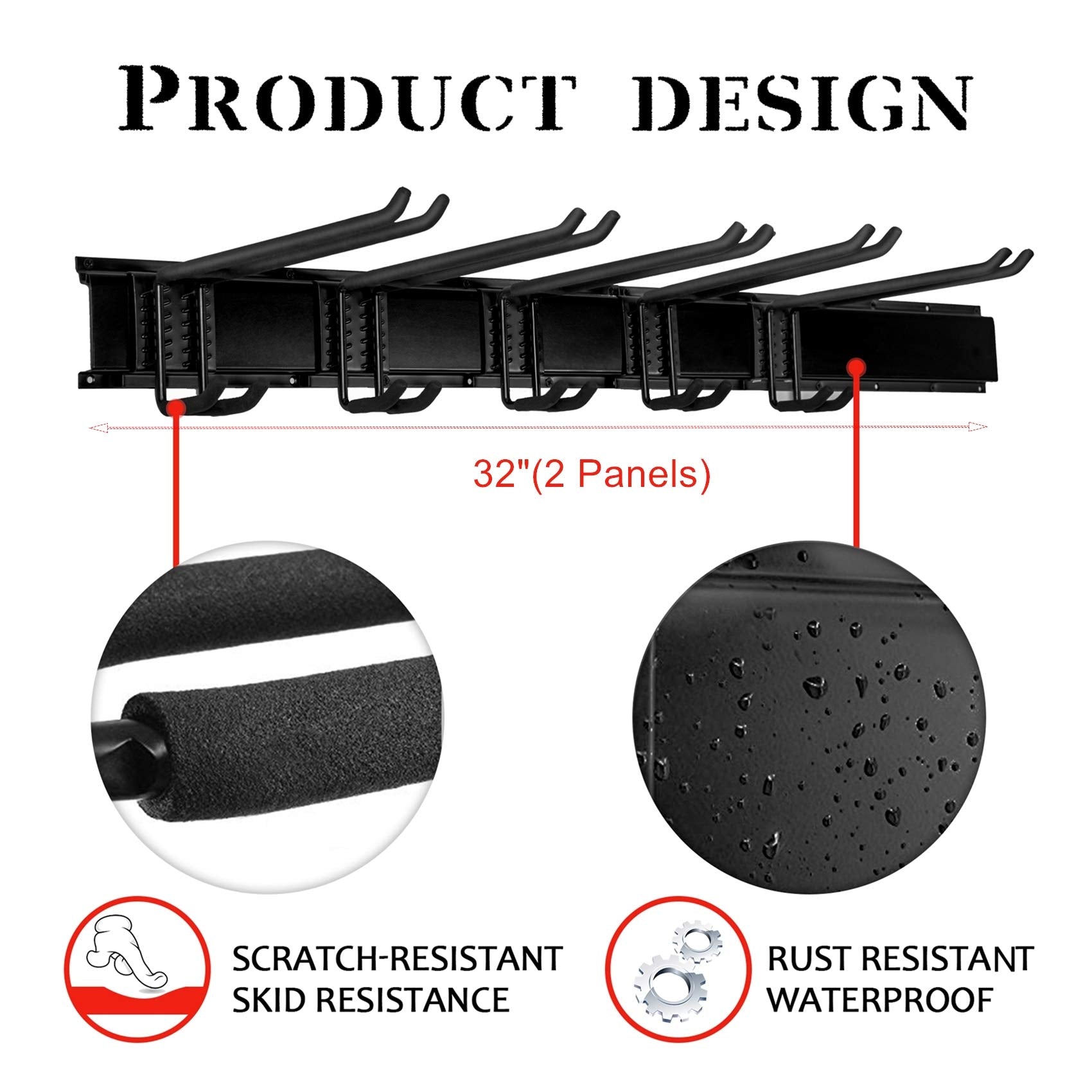 WALMANN Ski Wall Rack rail and hooks showcase adjustable organization for different ski sizes.