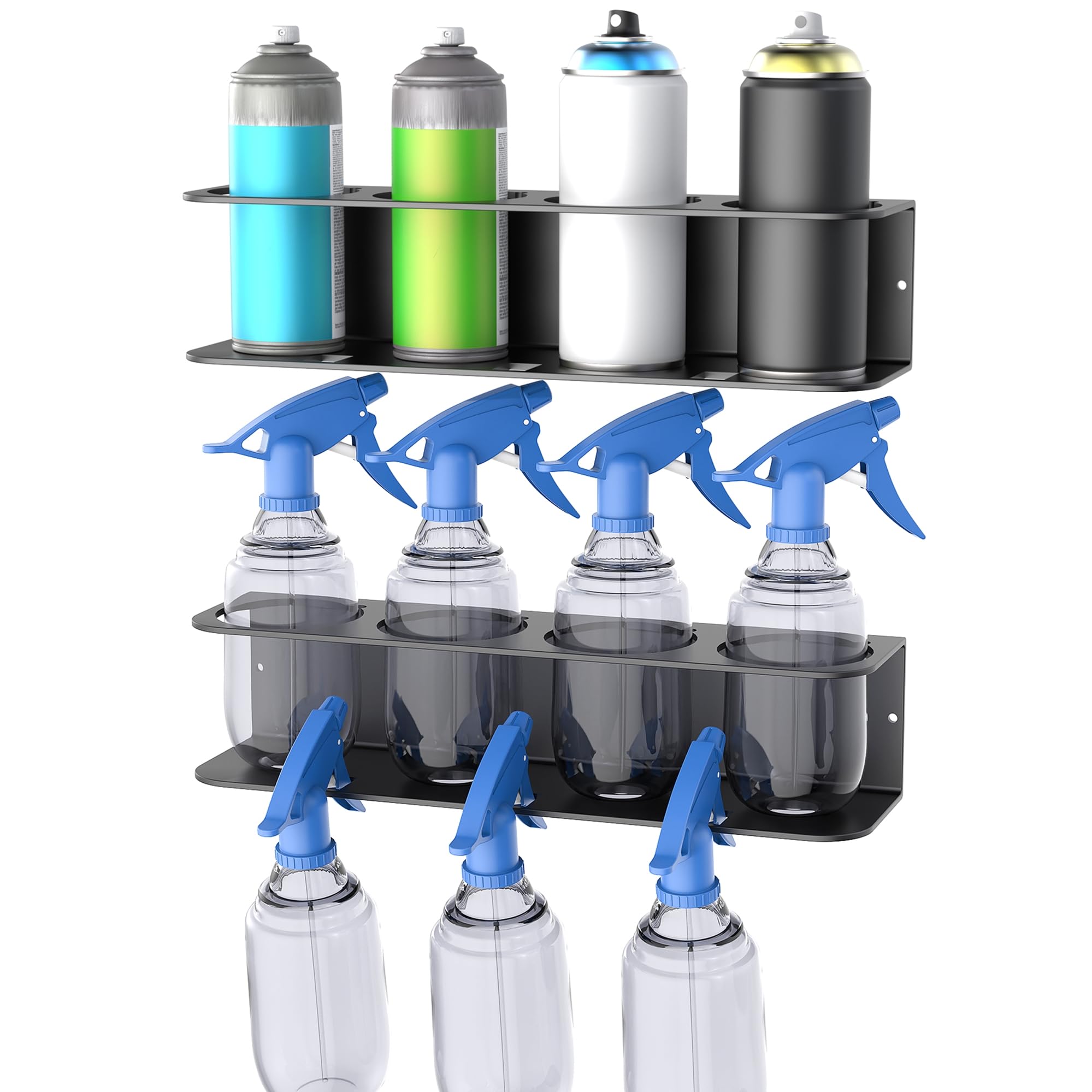 WALMANN wall-mount spray bottle holder keeps cans neatly organized and within reach.