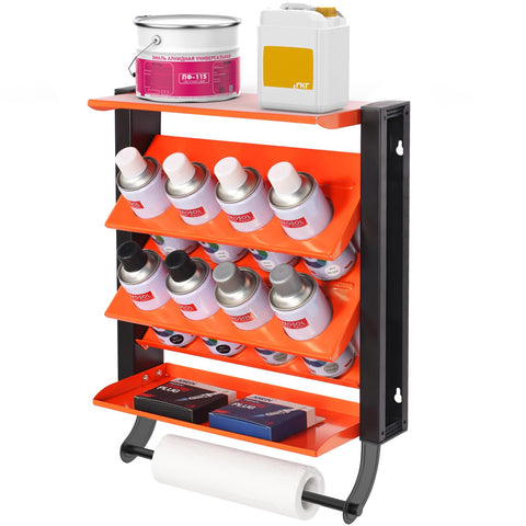 WALMANN wall mount spray paint holder showing eight cans organized for quick access