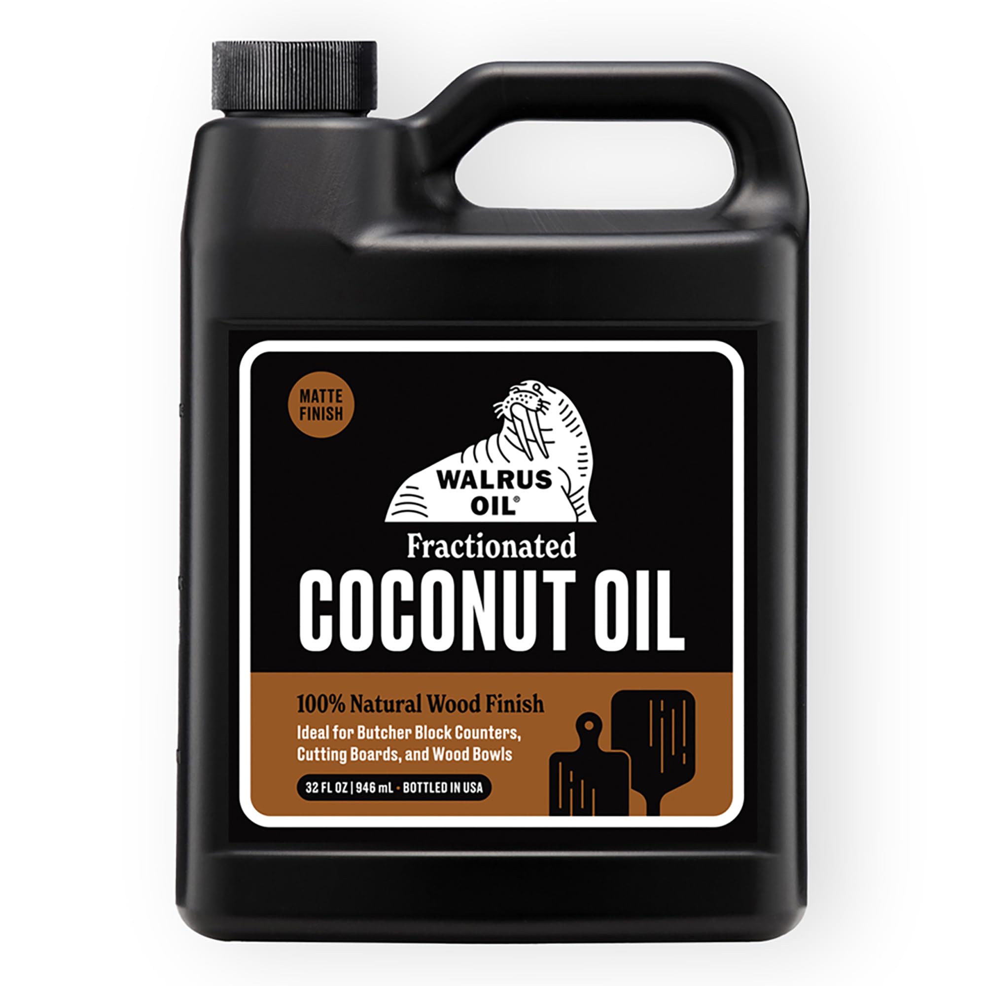 Walrus Oil fractionated coconut oil bottle pour for clean, food-safe application.