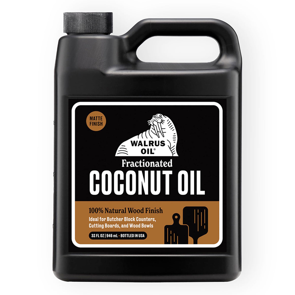Walrus Oil fractionated coconut oil bottle pour for clean, food-safe application.