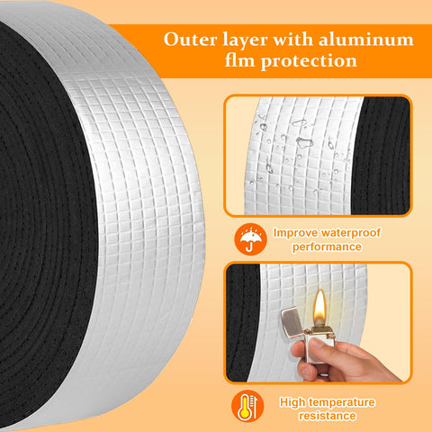 WALSIO aluminum foil pipe insulation; adds fire-resistant shield and moisture protection