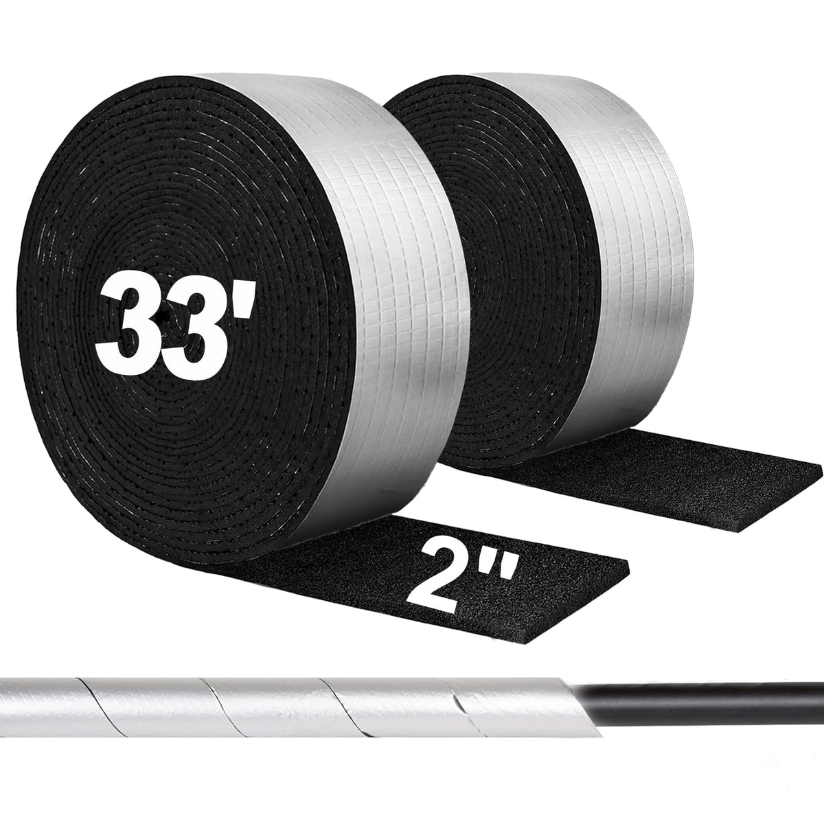WALSIO foam insulation tape for pipes; 33ft wrap improves heat retention and protection