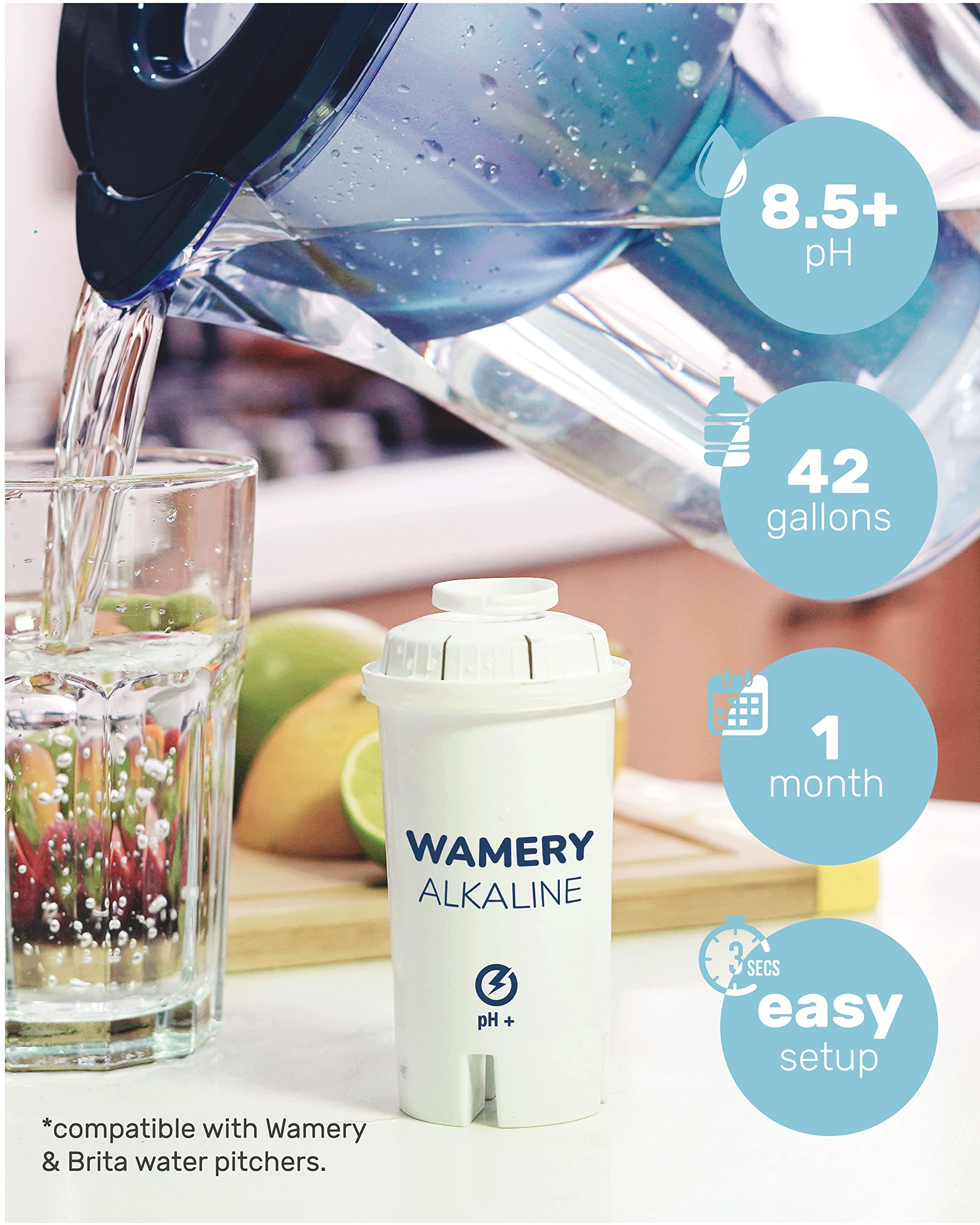 Wamery coconut activated carbon filtration reduces chlorine odor and enhances flavor.