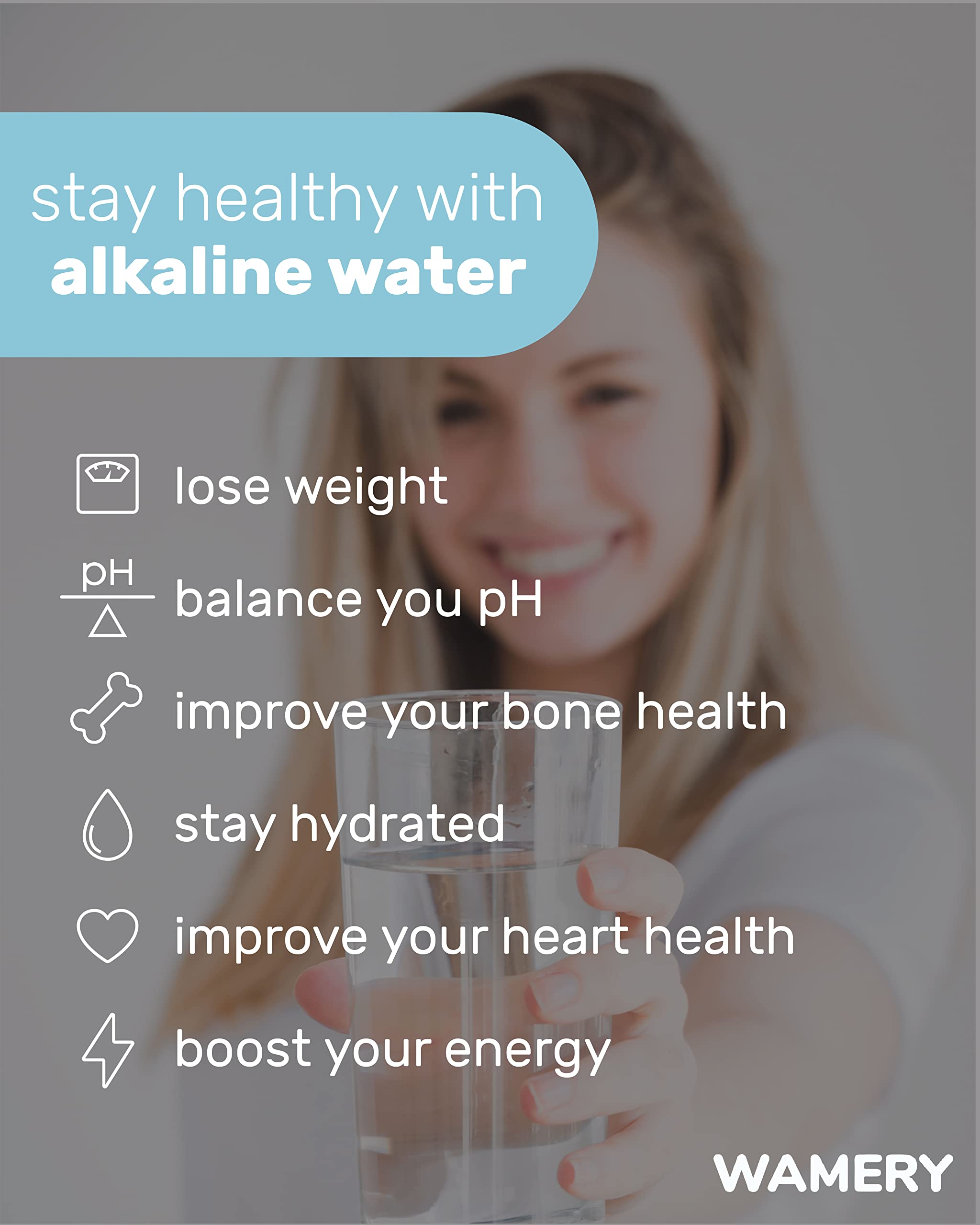 Wamery mineral-enhanced filtration delivers crisper water with subtle mineral notes.