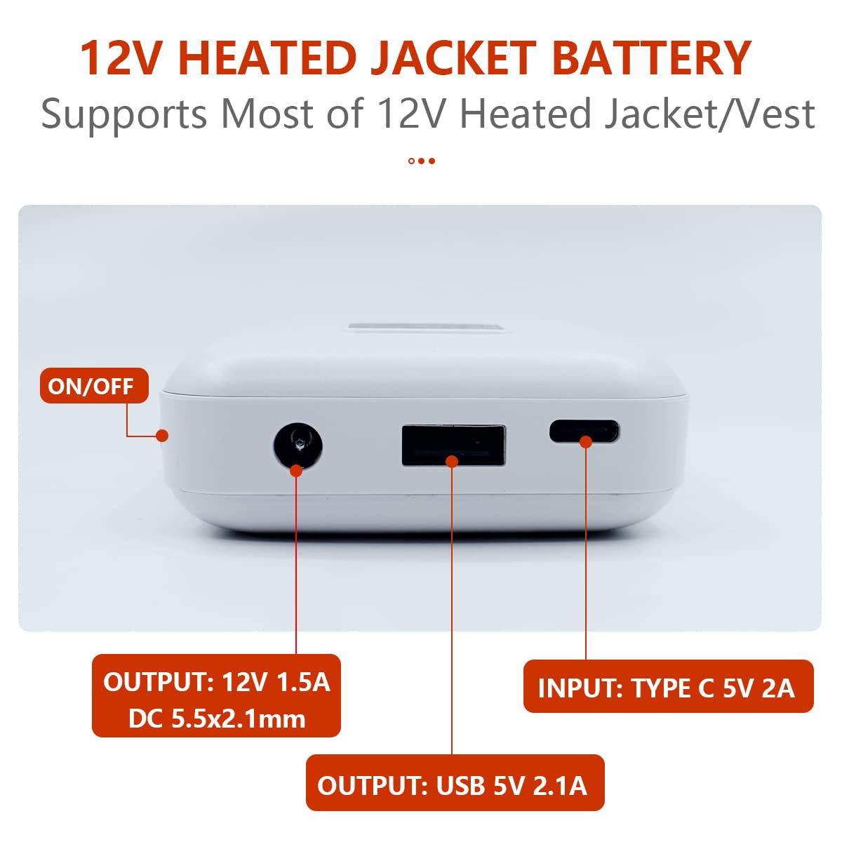Wamlet 12V heated battery compatible with Snap-on jackets for outdoor work.
