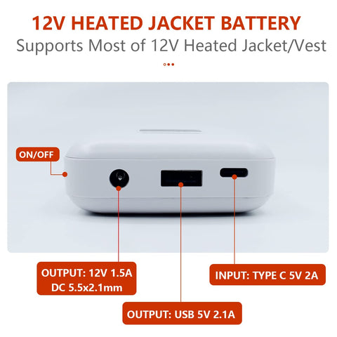 Wamlet 12V heated battery compatible with Snap-on jackets for outdoor work.