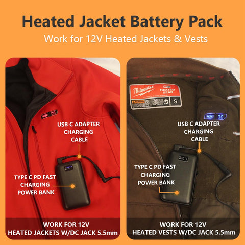 Wamlet PD QC3.0 power bank with 12V step-up for reliable jacket heating