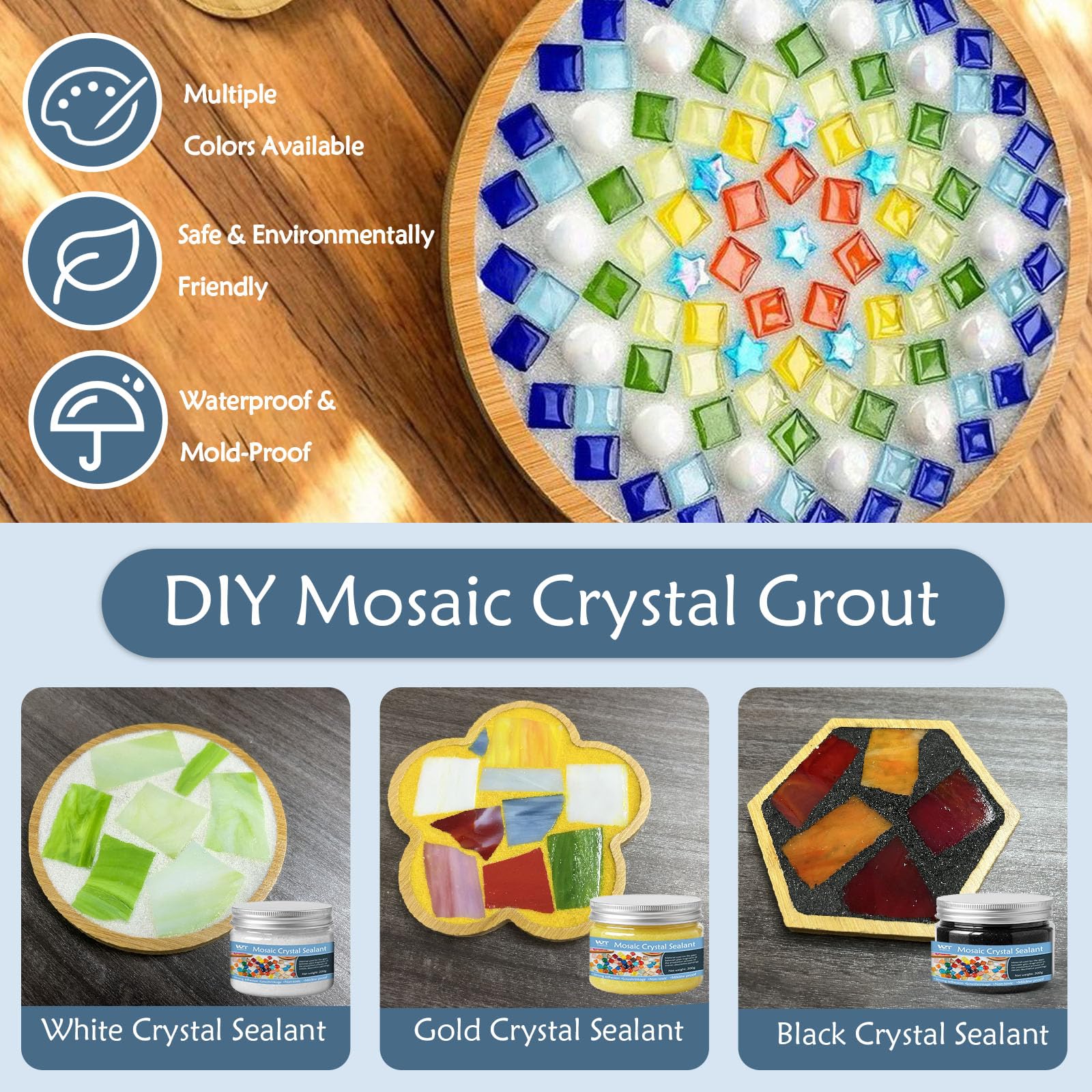 WAN2TLK direct caulking grout secures mosaic pieces firmly