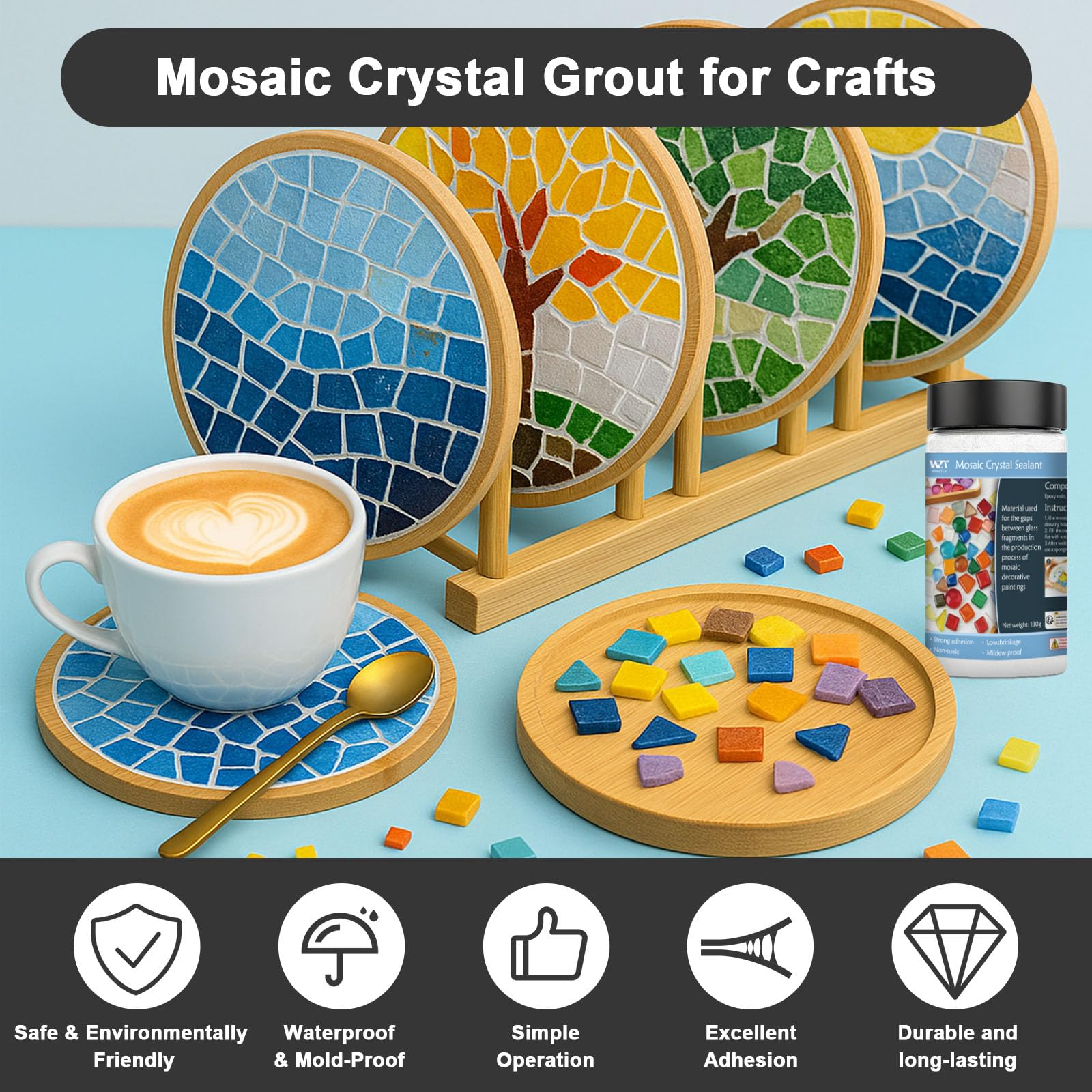 WAN2TLK mosaic crystal grout waterproof seal on tiled surface.