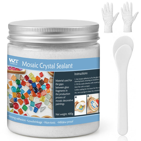 WAN2TLK white mosaic crystal grout 400g jar for easy DIY tiling
