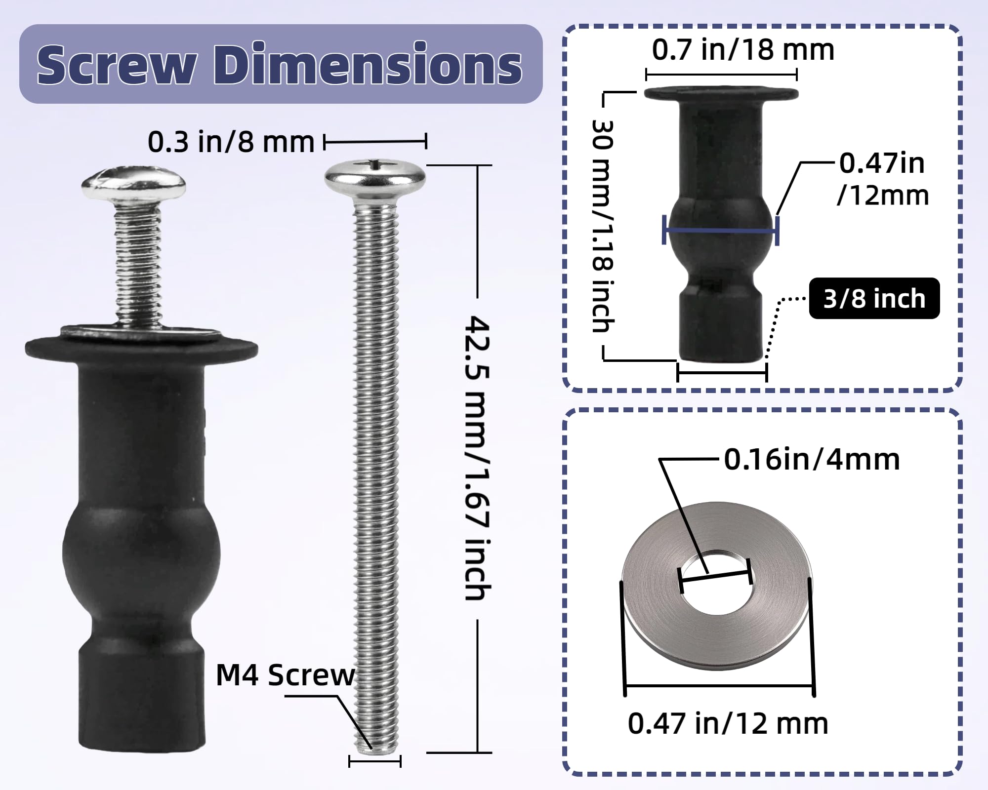 Stainless steel screws resist corrosion for durable bathroom use with Wangenbro kit.