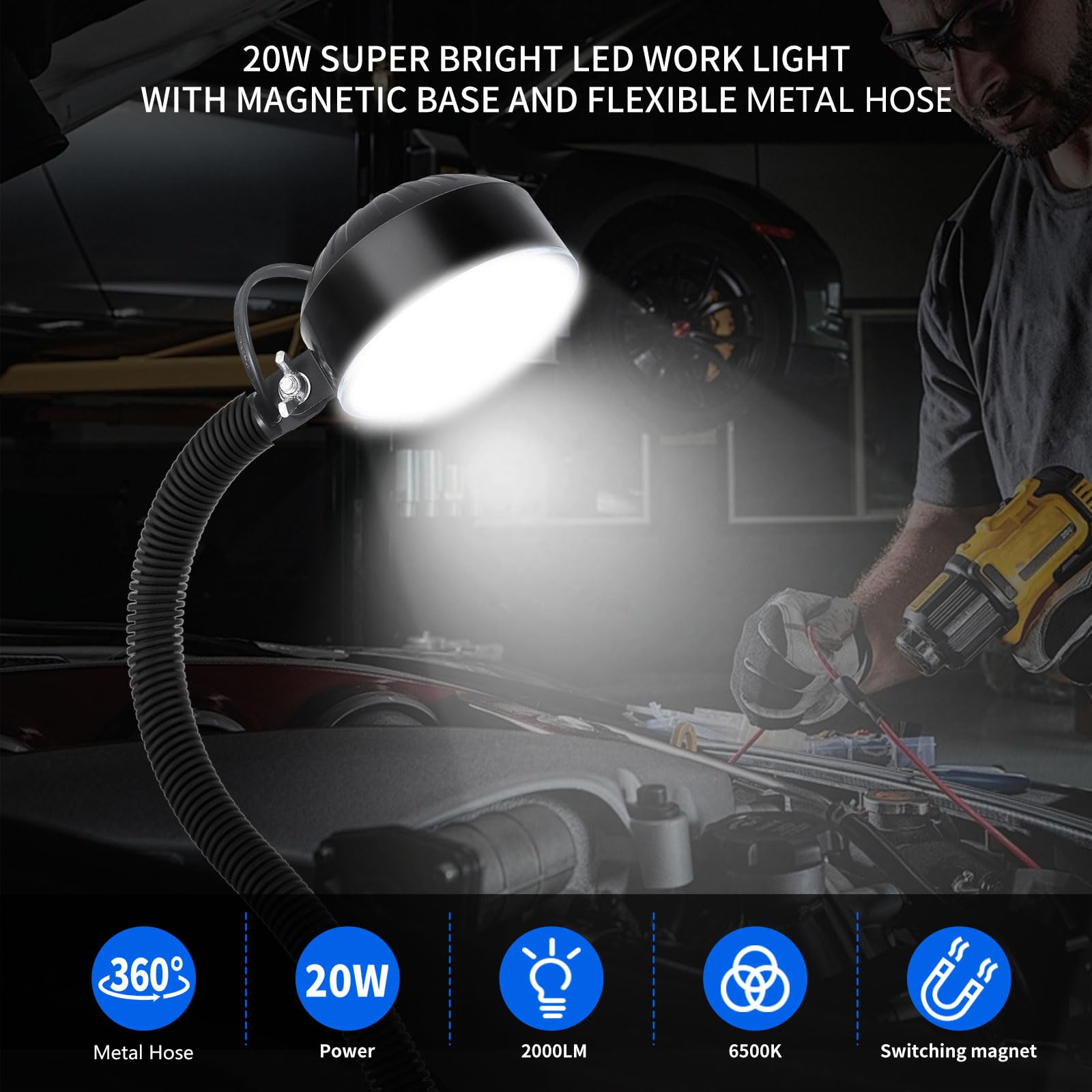 WangJiaTai 20-inch flexible shaft lets you aim light precisely.