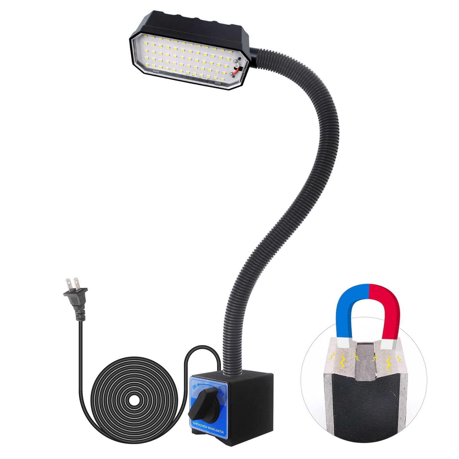 WangJiaTai magnetic work light with base mount for secure hands-free lighting