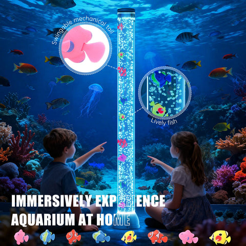 Eight floating fishes glide in the Wankeer lamp for depth and motion